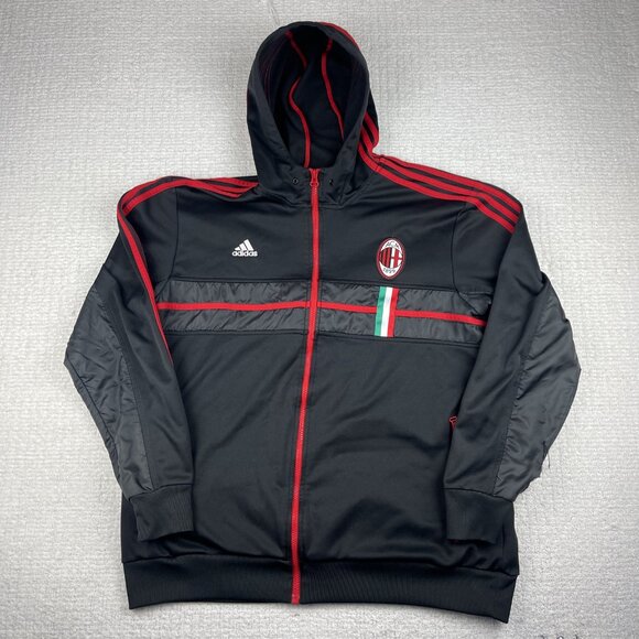 adidas Other - Adidas Ac Milan Full Zip Hoodie Sweatershirt Jersey Soccer Mens XL *Defect, Read